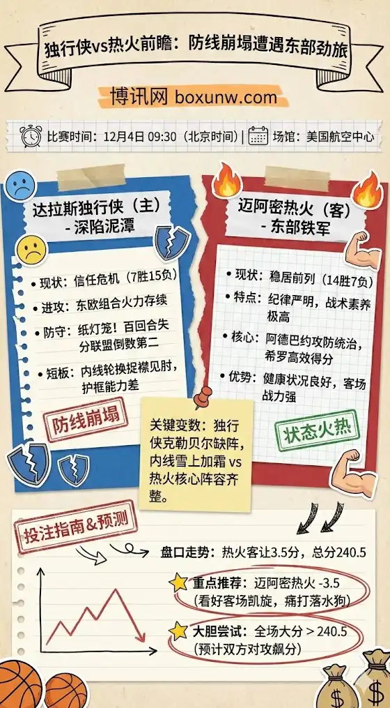 独行侠vs热火前瞻-NBA博彩预测,赔率分析,投注指南