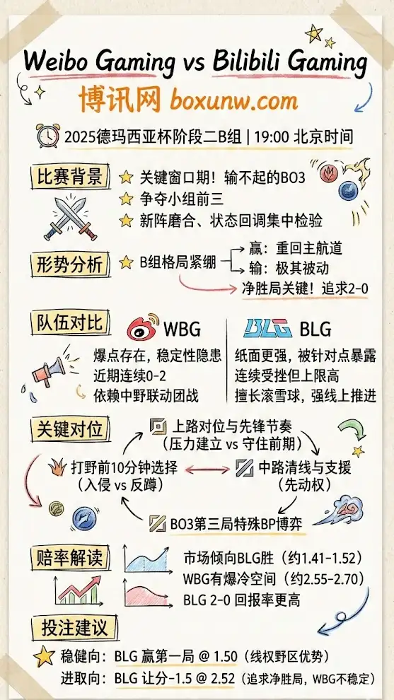 WBG vs BLG | 2025德玛西亚杯阶段二B组 | 前瞻与投注建议