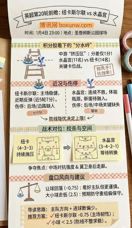 纽卡斯尔联vs水晶宫前瞻:积分胶着下的“分水岭”之战