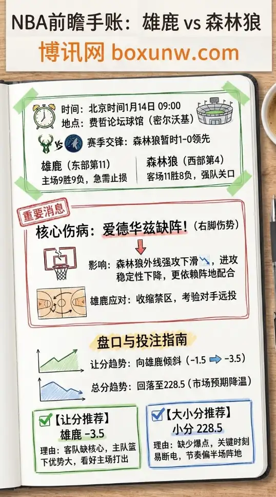 雄鹿vs森林狼 | NBA常规赛 | 前瞻分析与投注技巧