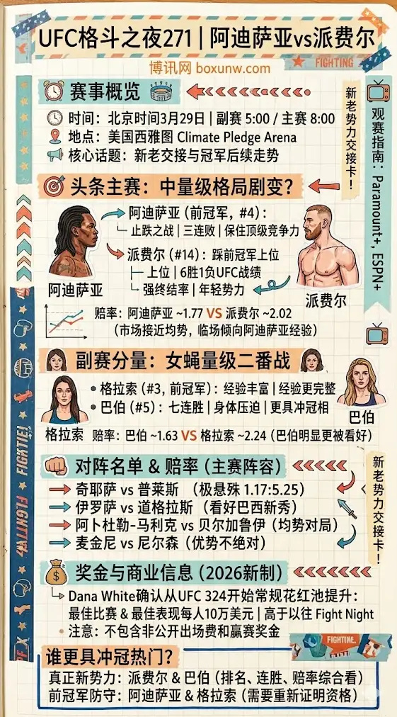 新老交接？UFC格斗之夜271的4大核心看点，阿迪萨亚与格拉索面临下课危机！