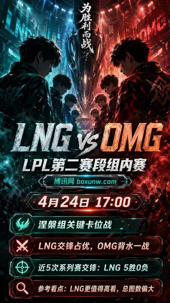 LPL涅槃组关键战:OMG面对LNG曾连丢4小局,今晚17点能否完成复仇?