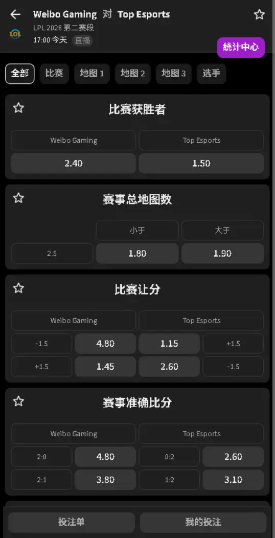 TES vs WBG - 2026英雄联盟LPL - 赔率盘口信息必威(Betway)提供