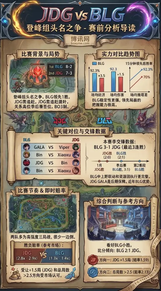 拒绝单边碾压!JDG战BLG赛前分析:1580经济差对决3连胜,这场BO3谁能笑到最后?