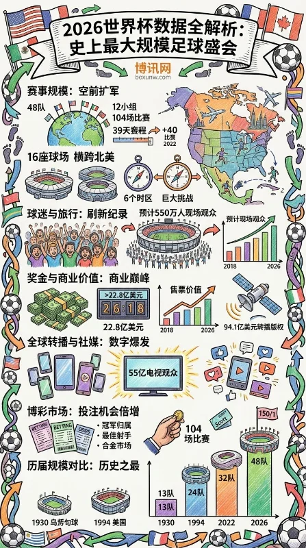 横跨北美6个时区!2026世界杯启用16座顶级球场,将迎550万球迷狂欢