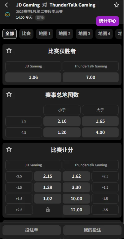 JDG vs TT - 2026英雄联盟LPL - 赔率盘口信息必威(Betway)提供