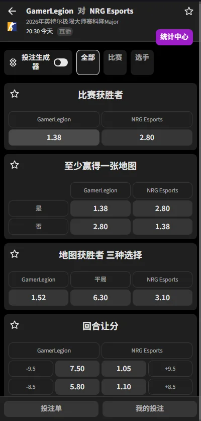 GL vs NRG - IEM科隆Major - 赔率盘口信息必威(Betway)提供