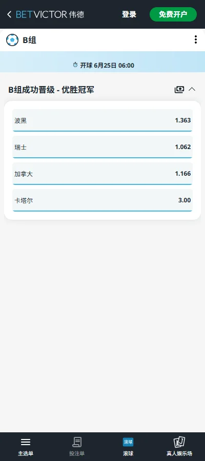 2026世界杯B组瑞士小组出线赔率-伟德(Betvictor)