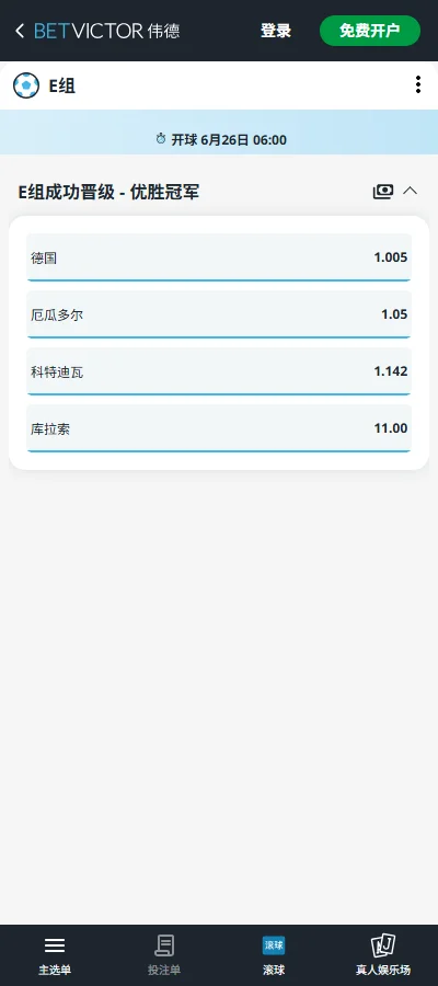 2026世界杯E组厄瓜多尔小组出线赔率-伟德(Betvictor)
