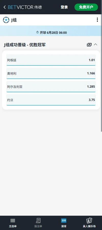 2026世界杯J组奥地利小组出线赔率-伟德(Betvictor)