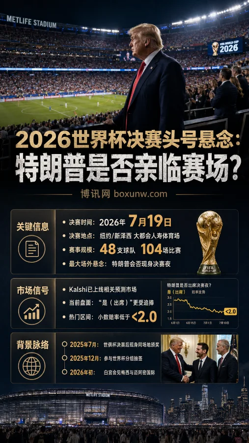 2026世界杯决赛最大悬念!特朗普现身概率飙升,预测市场赔率跌破2.0?