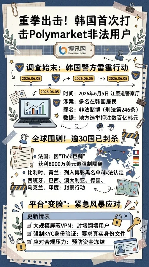 1000万韩元重罚警告!韩国首次对Polymarket用户追究刑责,30国拉黑平台