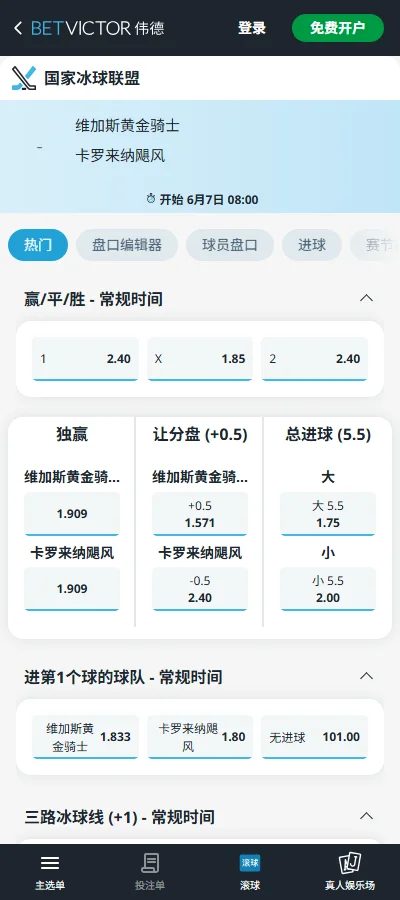 斯坦利杯-NHL总决赛G4盘口和赔率-伟德(Betvictor)