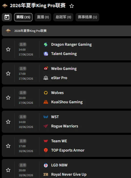 2026王者荣耀KPL夏季赛赔率盘口信息必威(Betway)提供