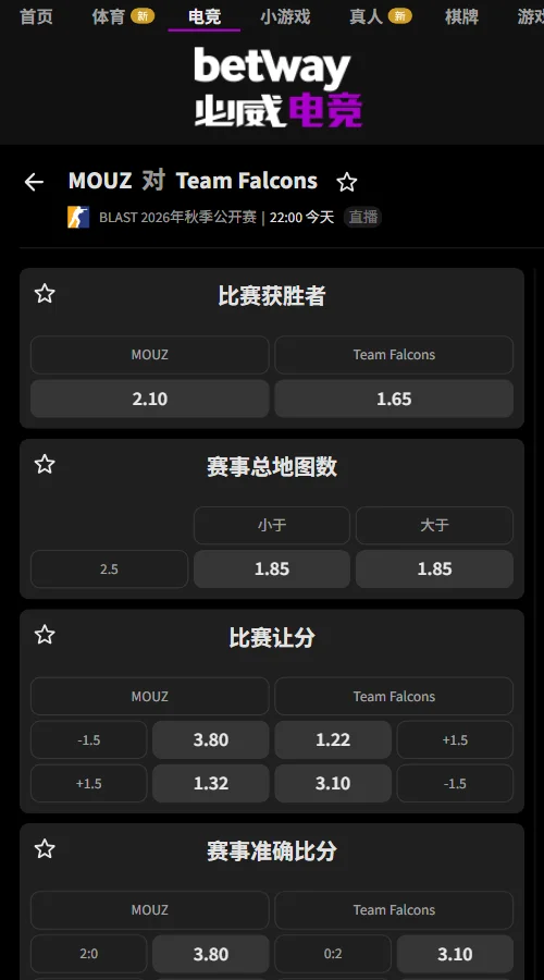 MOUZ - Falcons - BLAST公开赛波尔图赔率必威(Betway)提供