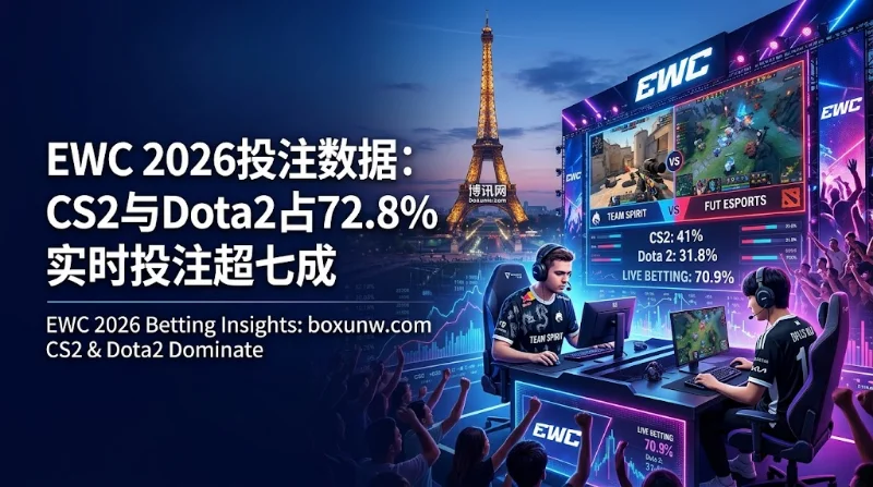 EWC投注数据曝光 | CS2与Dota2贡献72.8%流水 | 实时投注占70.9%
