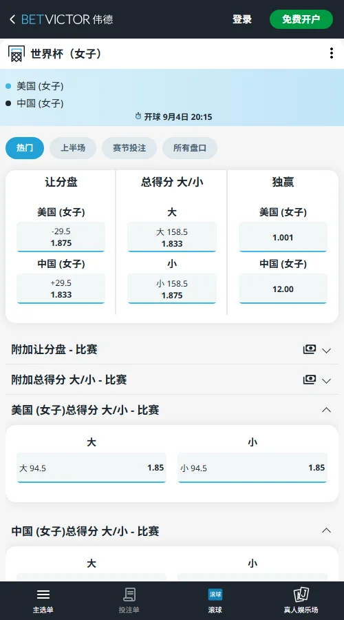 美国女篮vs中国女篮-女篮世界杯赔率(伟德betvictor)