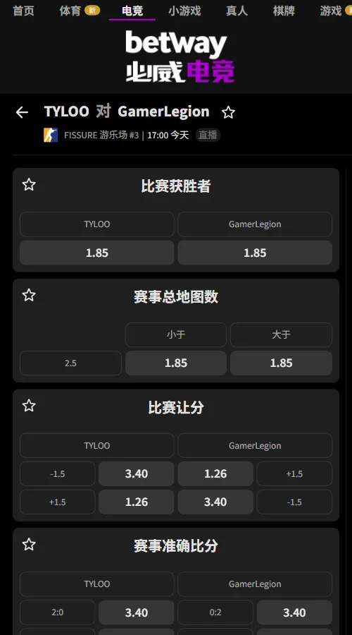 TYLOO vs GL - FISSURE裂变天地赔率(必威Betway)
