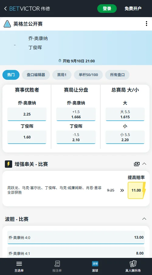 丁俊晖vs奥康纳-斯诺克英格兰公开赛赔率(伟德betvictor)
