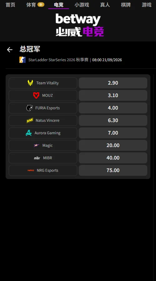 StarLadder StarSeries S20 秋季赛赔率(必威Betway)