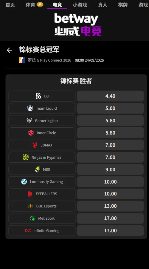 罗技G Play Connect 2026赔率(必威Betway)