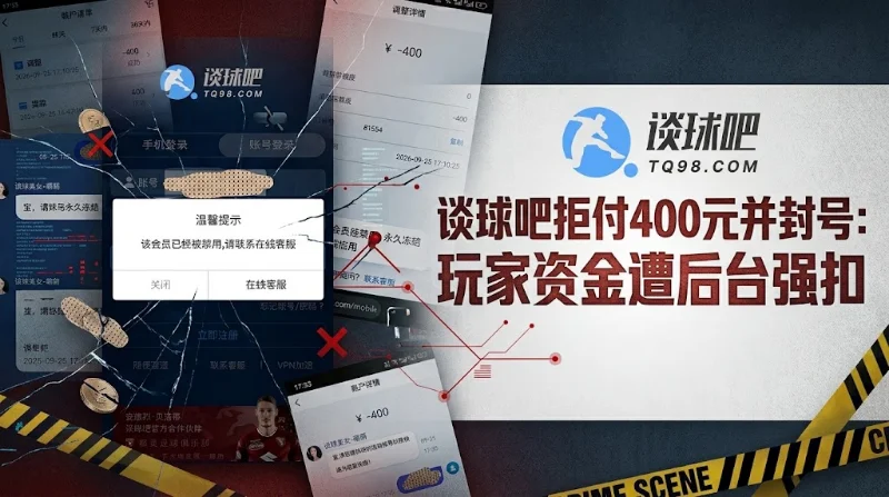 谈球吧黑款：88元优惠打到400元，后台强制清零并封号