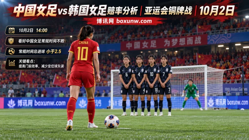 中国女足vs韩国女足｜亚运会铜牌战：3次交锋全平，2.5球盘口预示防守战